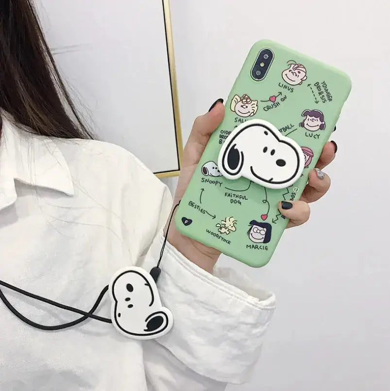 Cute Snoopy Phone Case with Stand and Protector NovaLuxShop