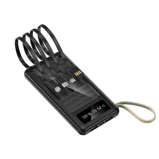 Portable Solar Power Bank with Built-in Cables NovaLuxShop