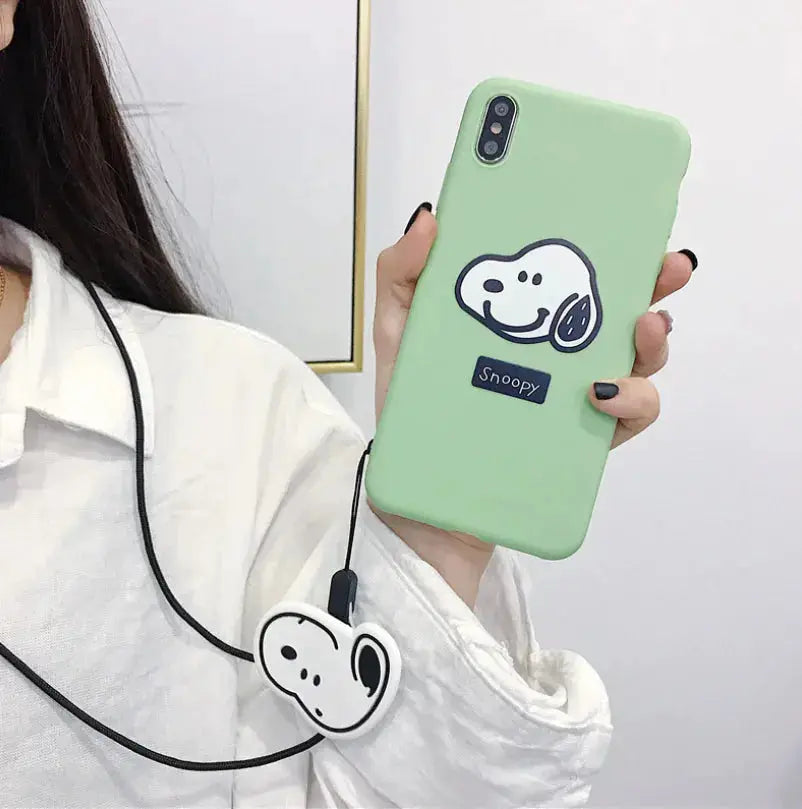 Cute Snoopy Phone Case with Stand and Protector NovaLuxShop