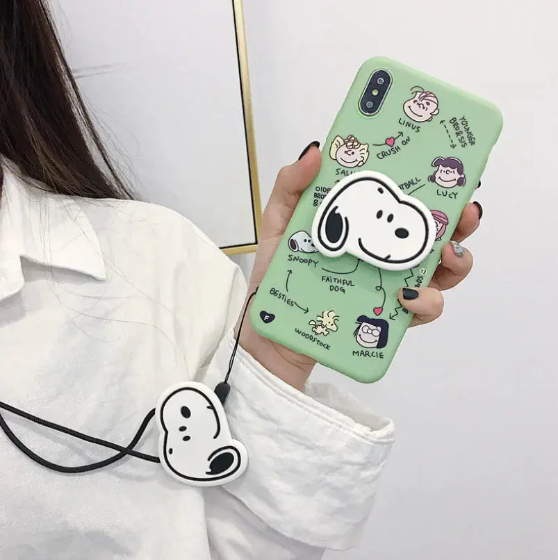 Cute Snoopy Phone Case with Stand and Protector NovaLuxShop